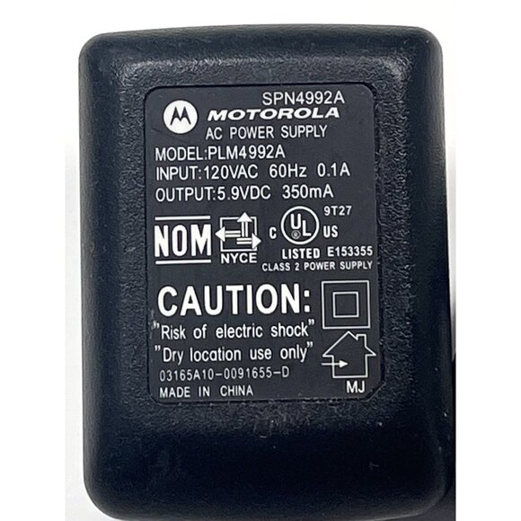OEM Motorola SPN4992A AC Power Supply Wall Adapter 5.9V 350mA Black PLM4992A EUC - Picture 2 of 3